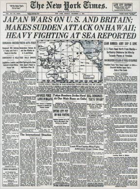 NY Times cover: 12/8/41