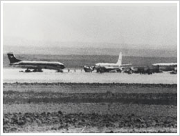 In 1970, Palestinian terrorists landed three hijacked aircraft (originally en route from Europe) in the Jordanian desert.