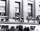 Students occupying a campus building in 1968